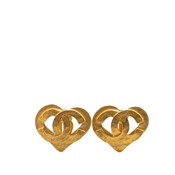 CHANEL Vintage Gold Logo Earrings - Picture 1 of 4